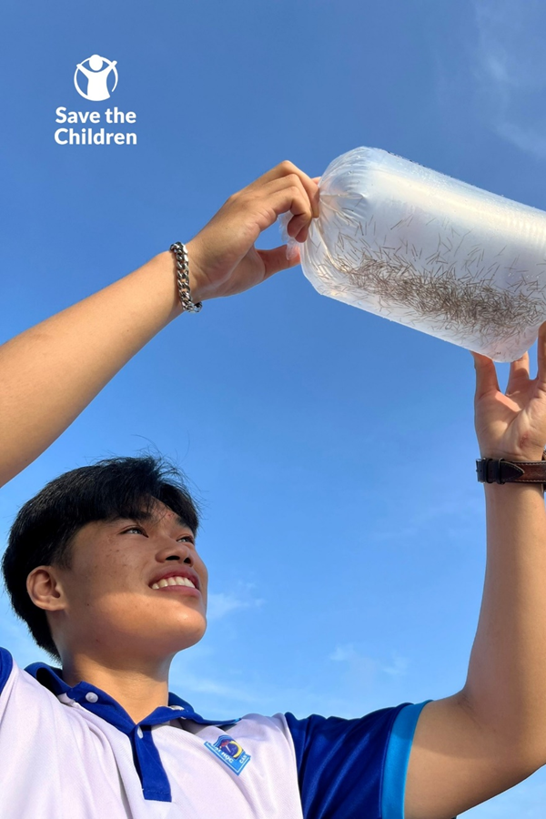 youth and shrimp larvae