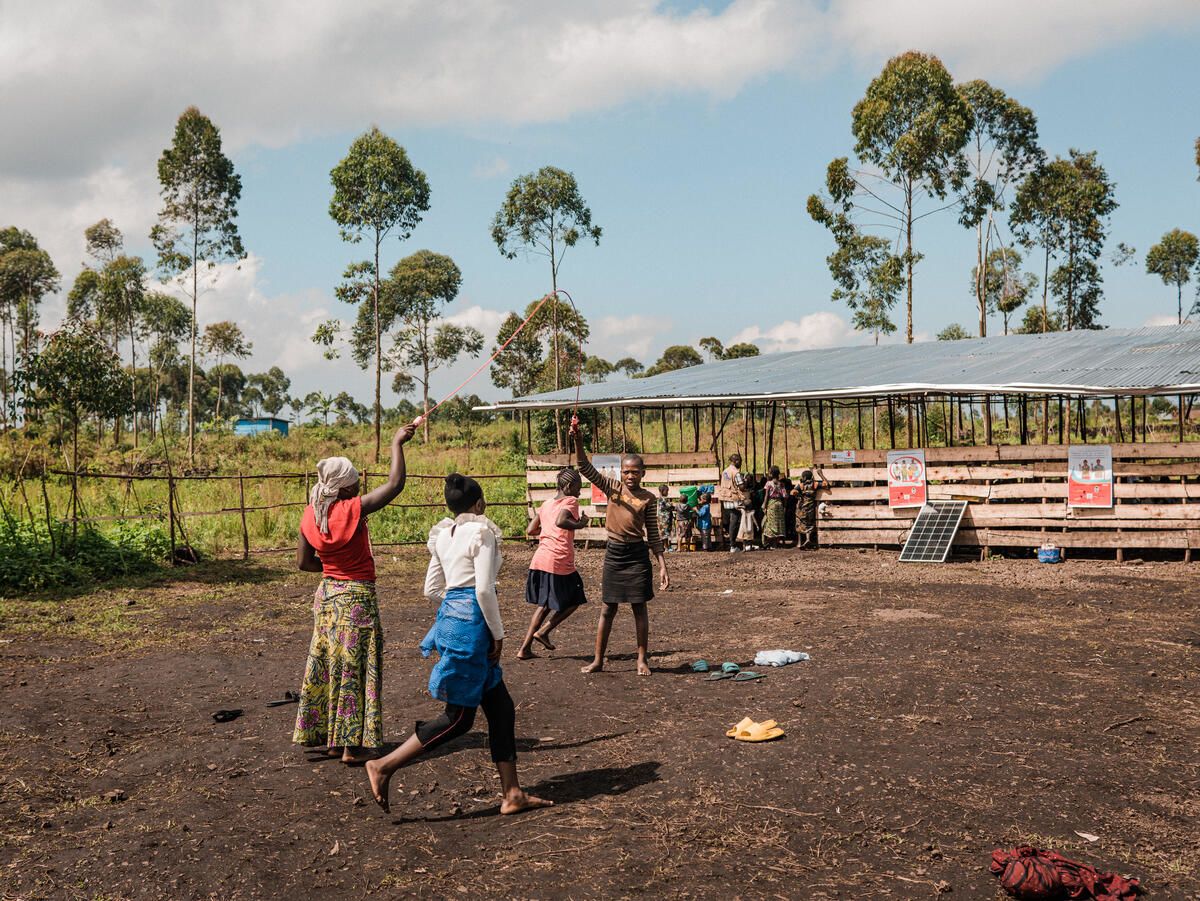 Save the Children constructed Child Friendly Space at a displacement camp in North Kivu.
