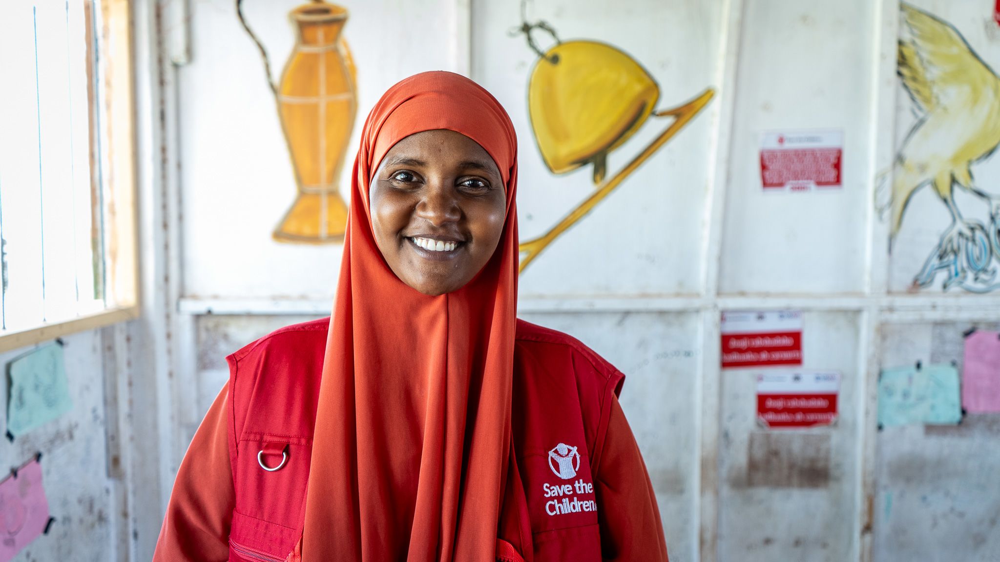 Filsan*, 28, in the Child Friendly Space where she works in Somalia.