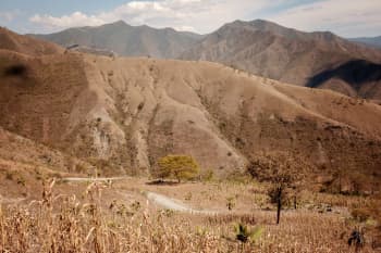 A landscape of the Dry Corridor region in Guatemala