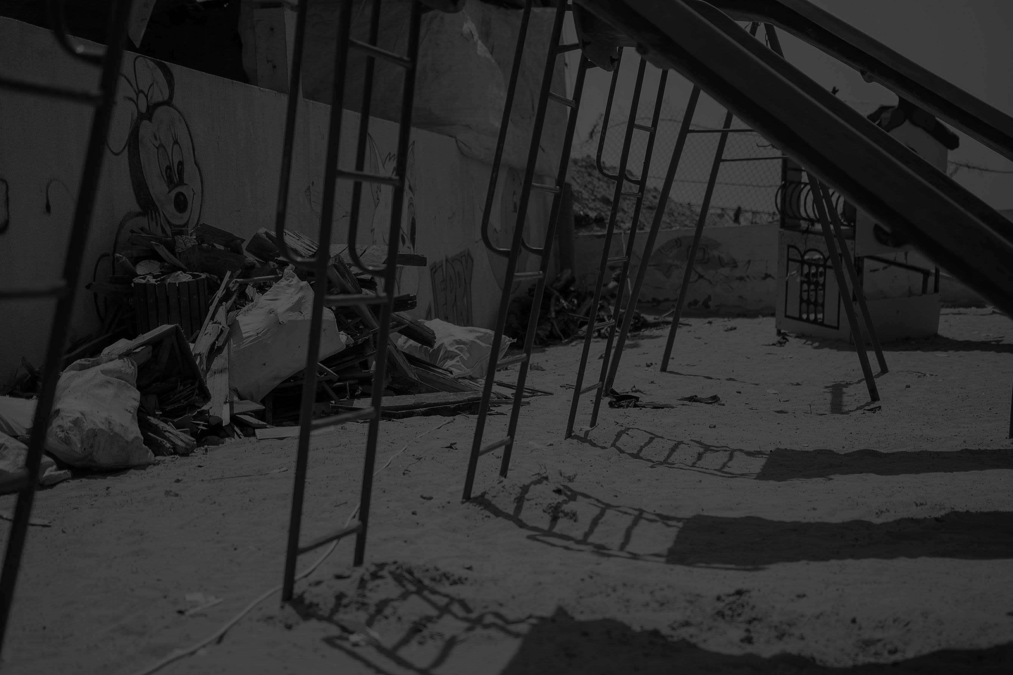 A playground in Gaza now used to shelter displaced families. 