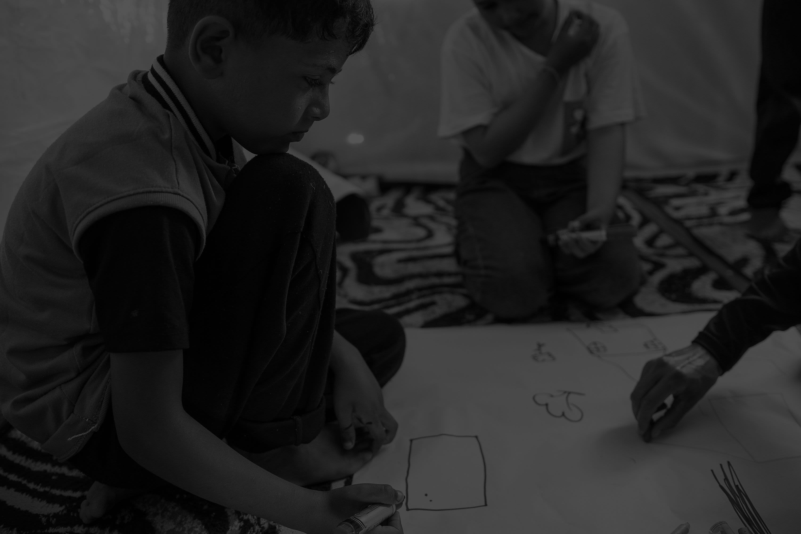 Shadi* (8) attend's Save the Children's learning space in Gaza. 