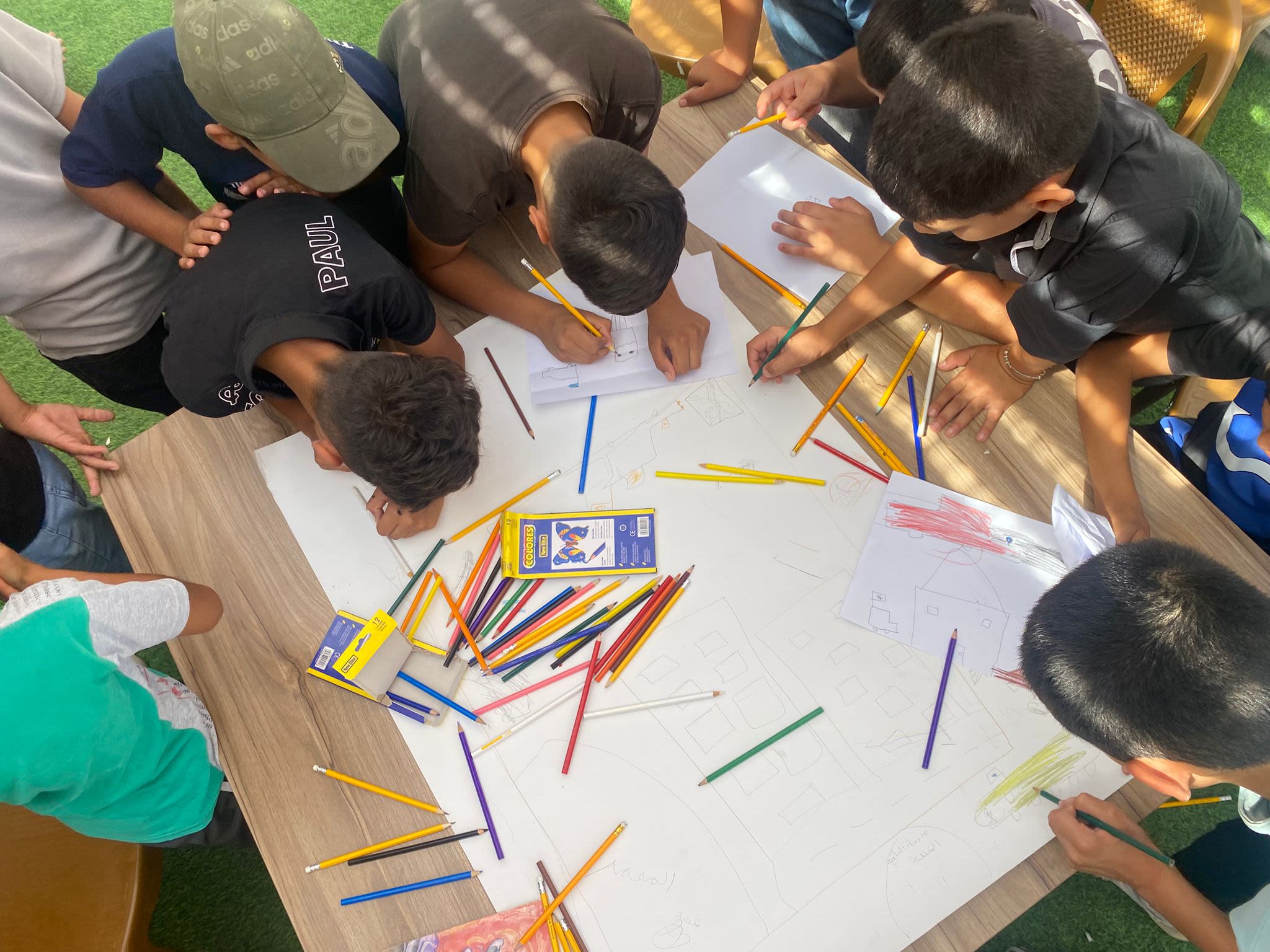 Children participating in education activities. 