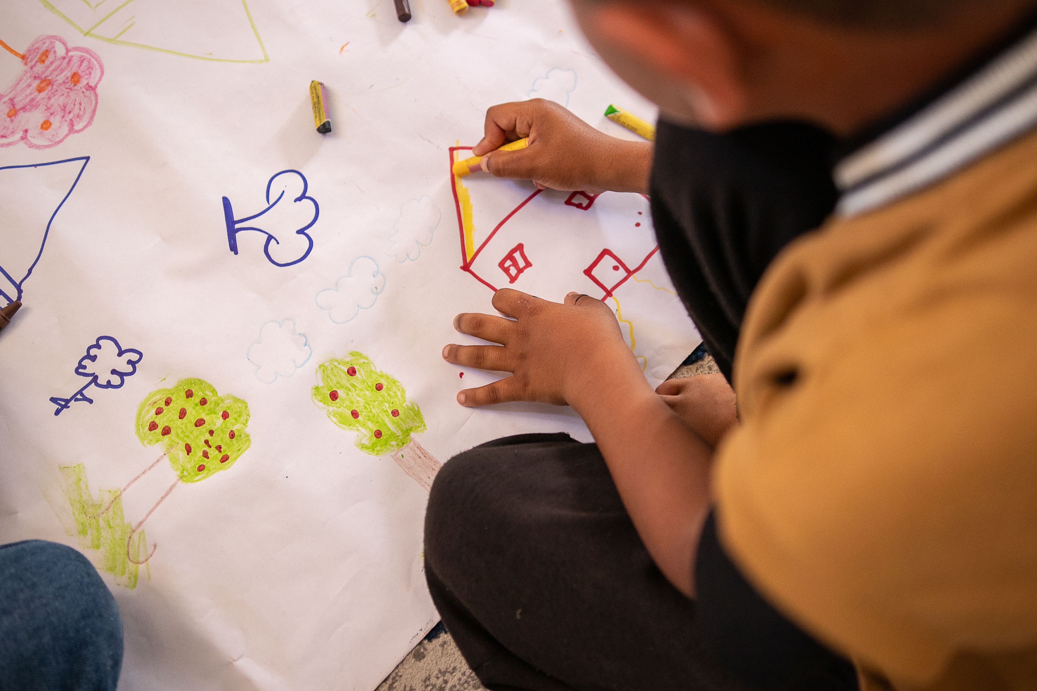 Shadi* (8) attend's Save the Children's learning space in Gaza.