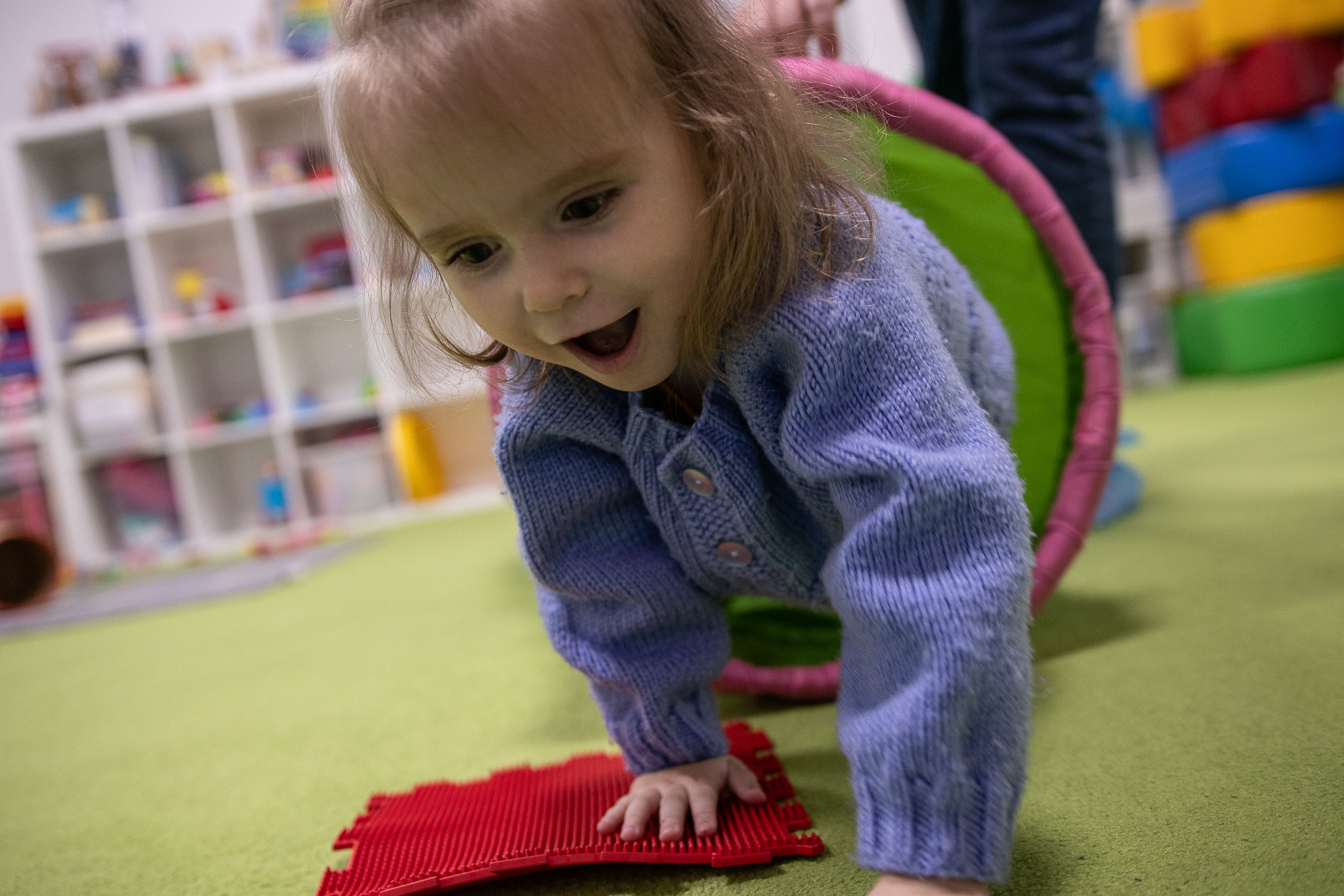  Tetiana* (2) at a Save the Children-supported Child Friendly Space in Ukraine.