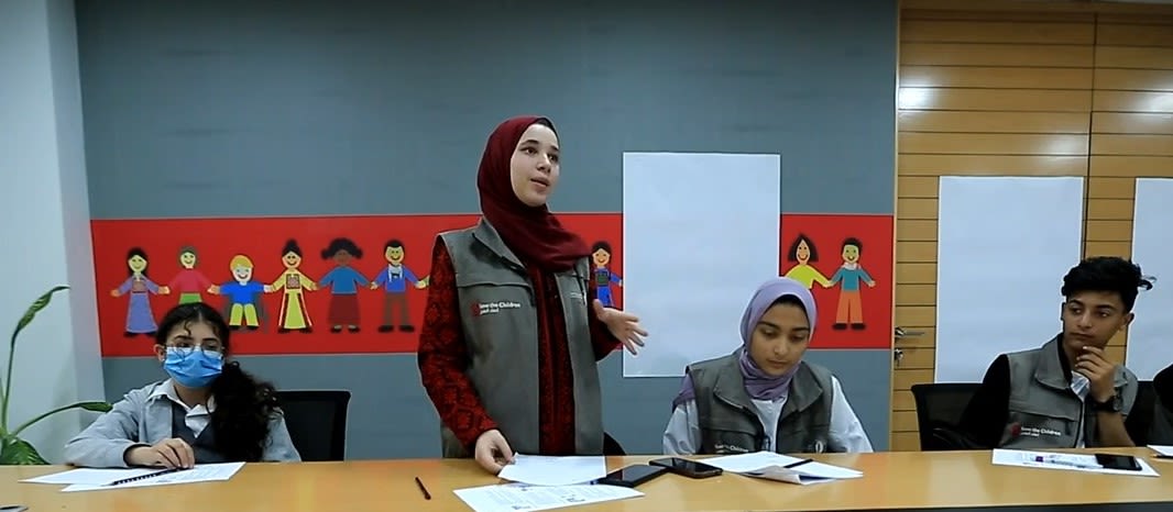 Sara takes part in the Generation Hope child hearing with other children in Gaza.