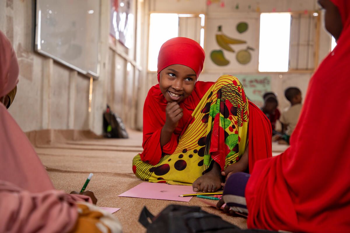 Sahra*, 10, at a Child Friendly Space in Puntland, Somalia