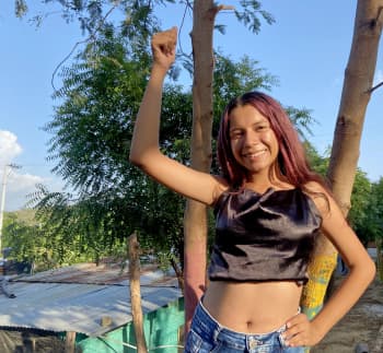 Hero portrait of Oriana*, 15, near her home in Norte de Santander, Colombia. 