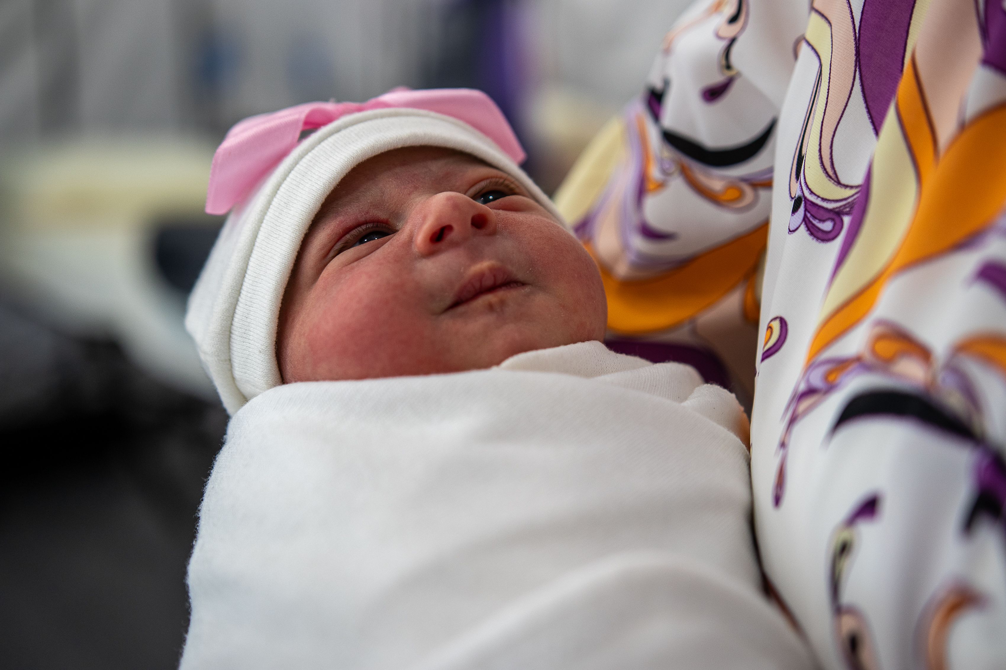 Eileen (49) &nbsp;holds her one-day-old granddaughter Lana at a Save the Children maternity unit, Gaza