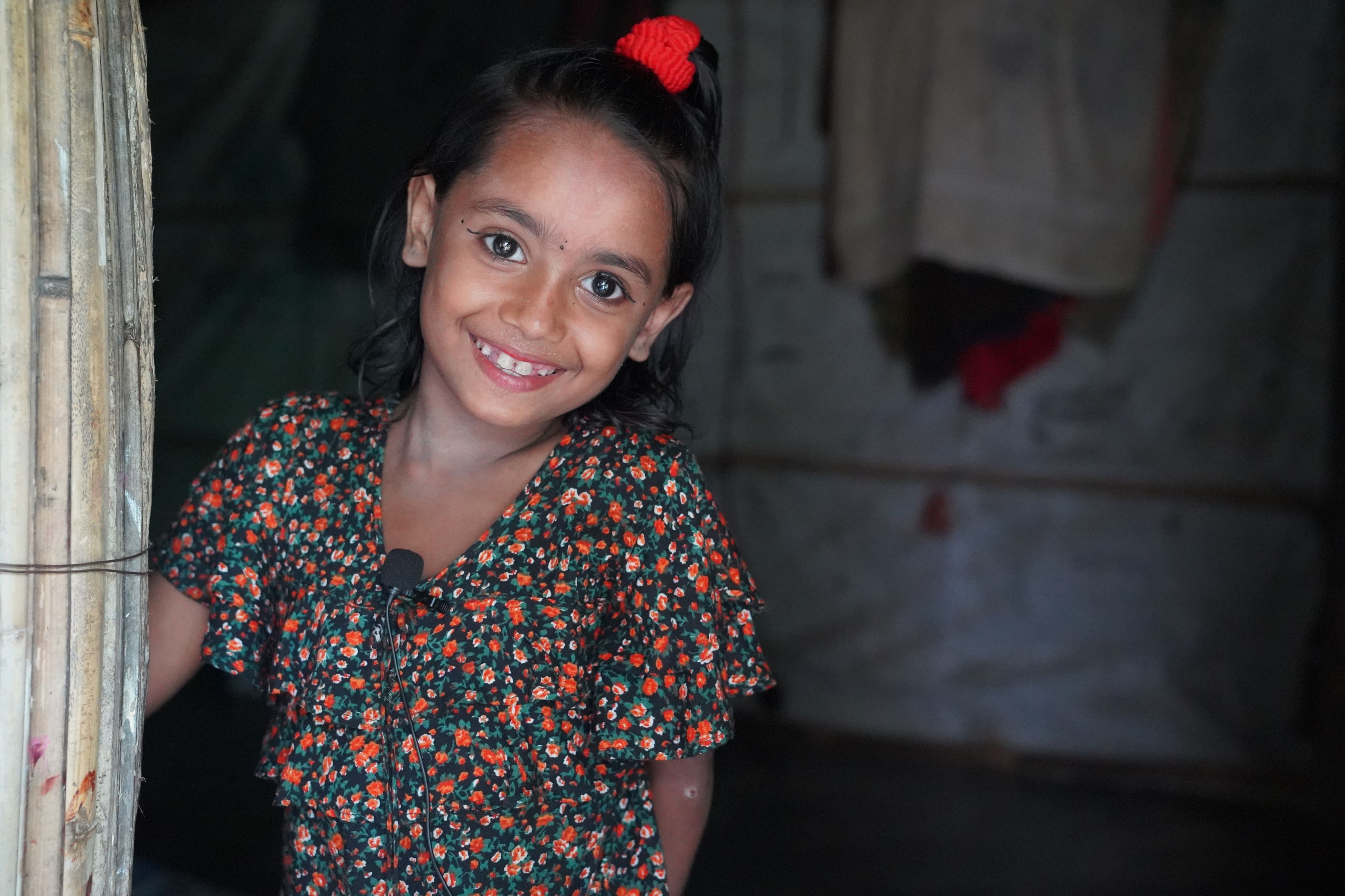 A portrait of Sultana*, 7, at her house in Cox's Bazar, Bangladesh