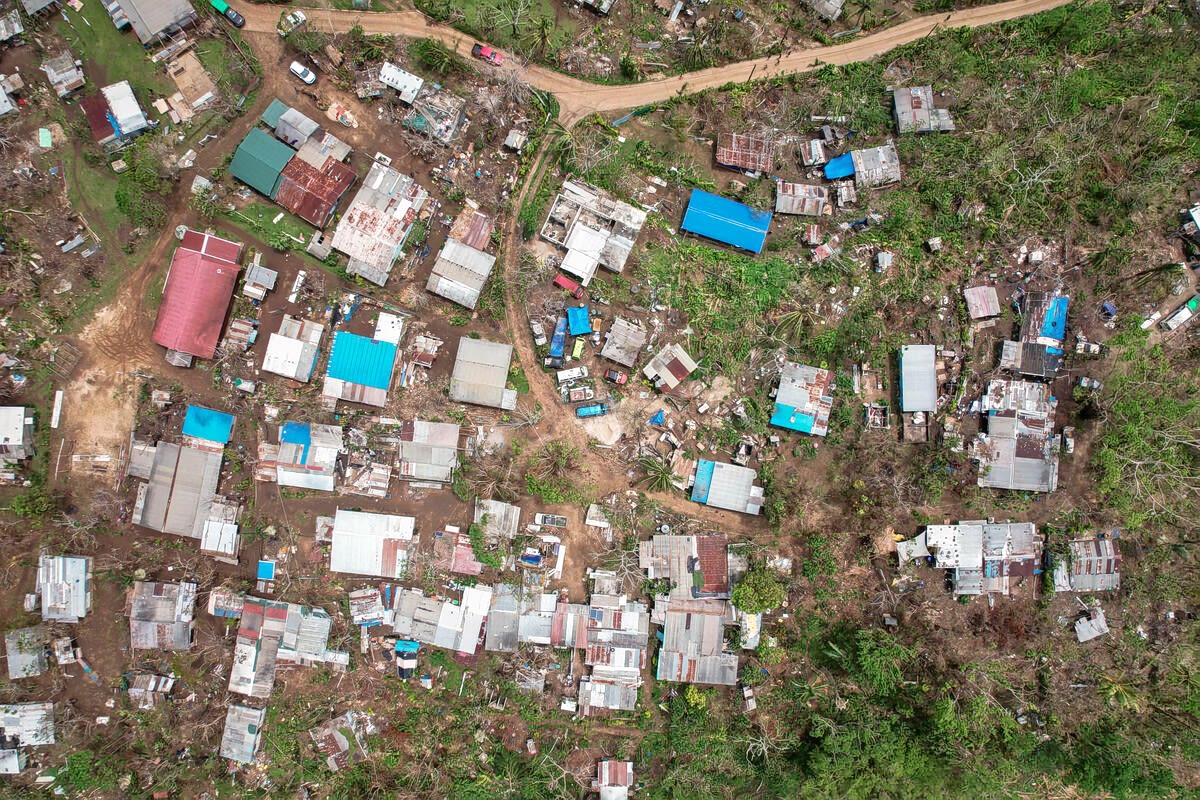 An image of the damage done to Lee Roy and Rachel's community resulting from the tropical cyclones - Judy and Kevin - that hit the Pacific island nation of Vanuatu.